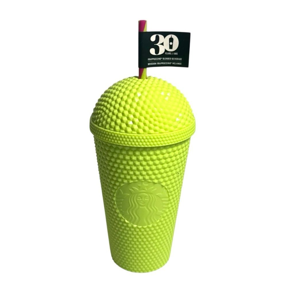NWT Starbucks 30 Years Frappuccino® Lime Green Studded Dome Cold Cup | 16oz